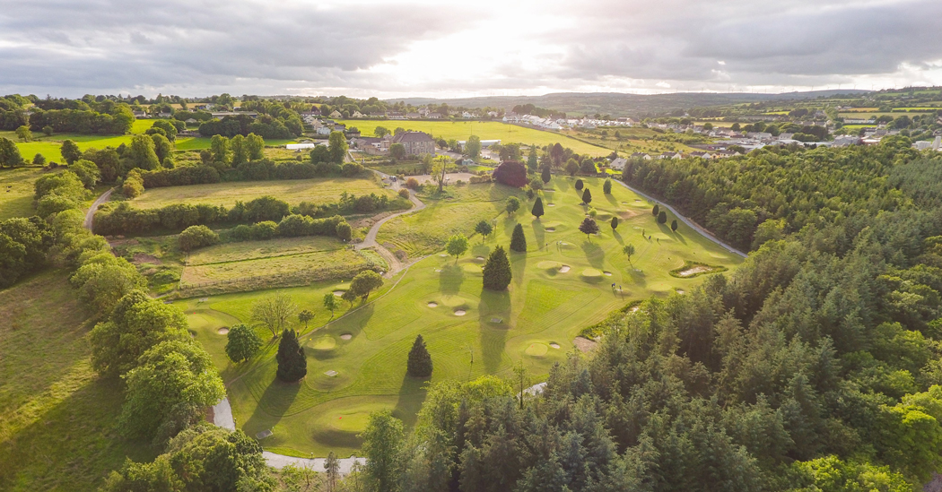 Drone ariel image of Newmarket's Pitch & Putt Course